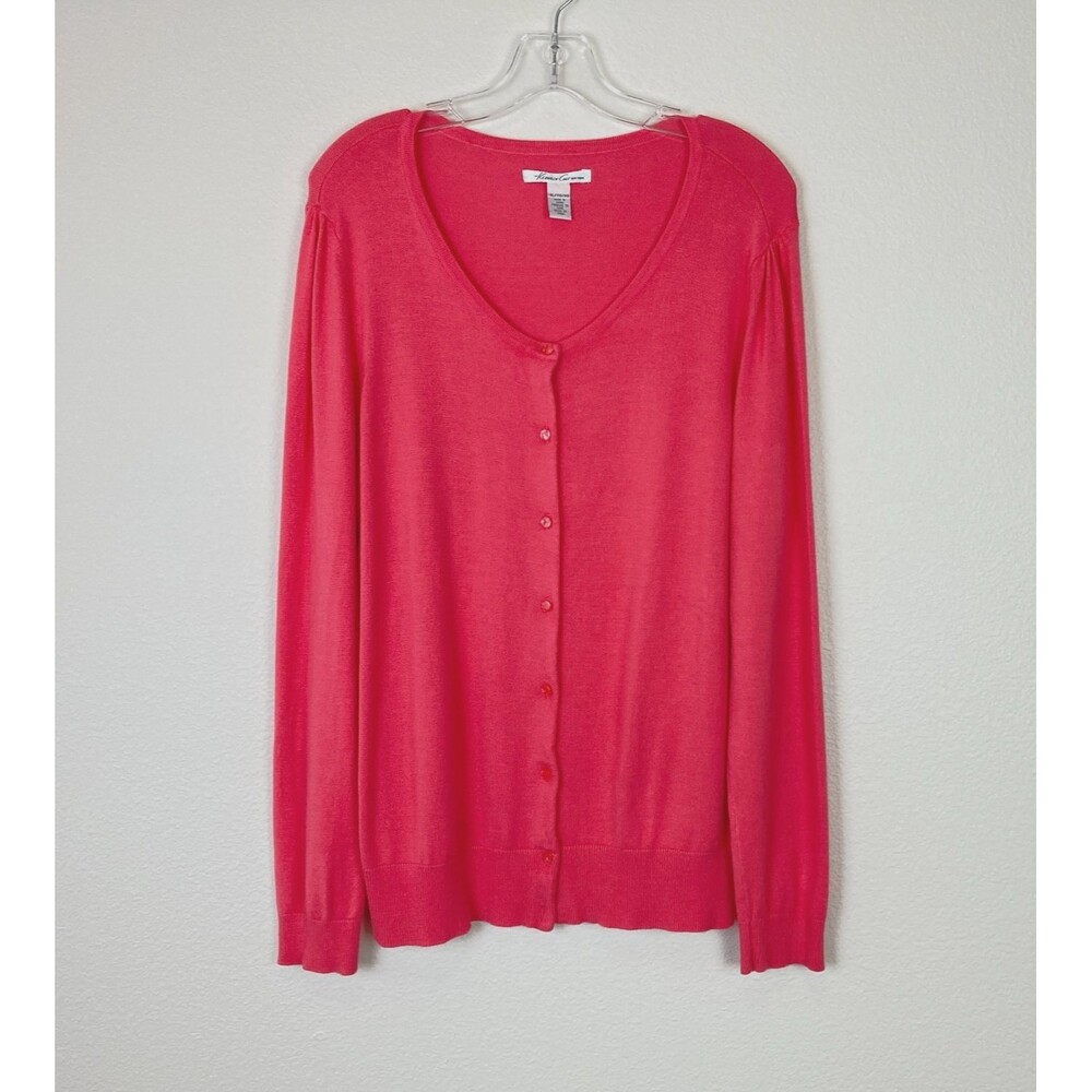 Kenneth Cole Women's Button Up Cardigan Sweater Size XL Coral